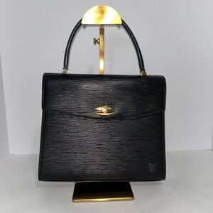 Louis Vuitton Black Satchel with Gold Hardware